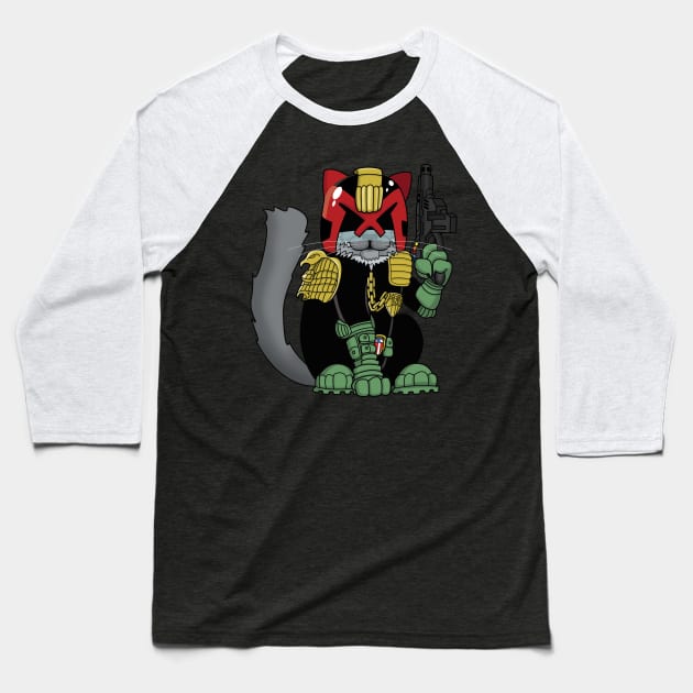 Mort Dredd - Cat Dredd - The PAW is the law! Baseball T-Shirt by TwistedKoala